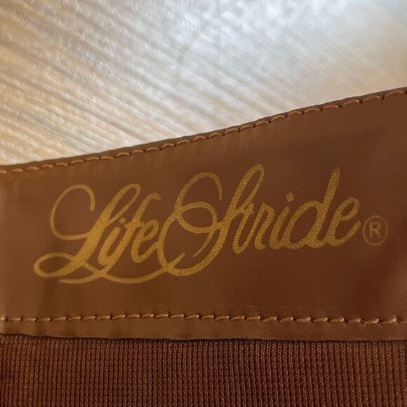 Life Stride Tall Riding Boots Cognac Brown Vegan Leather Buckle Detail Zip 6.5 - Picture 10 of 10